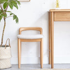 Practical Makeup Stool Bench with Clean-Lined Sturdy Frame, Compact Side Bench for Dining Room, 14″ L x 14.5″ W x 20.5″ H, Natural
