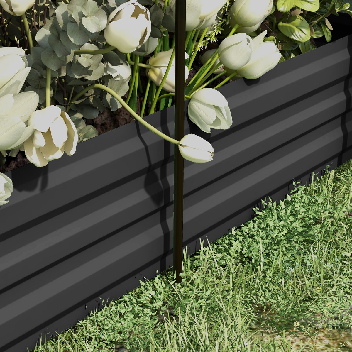 Galvanized Steel Planter Box with Crop Cage and Shade Cloth, Raised Garden Bed for Flowers, Veggies and Herbs, Gray
