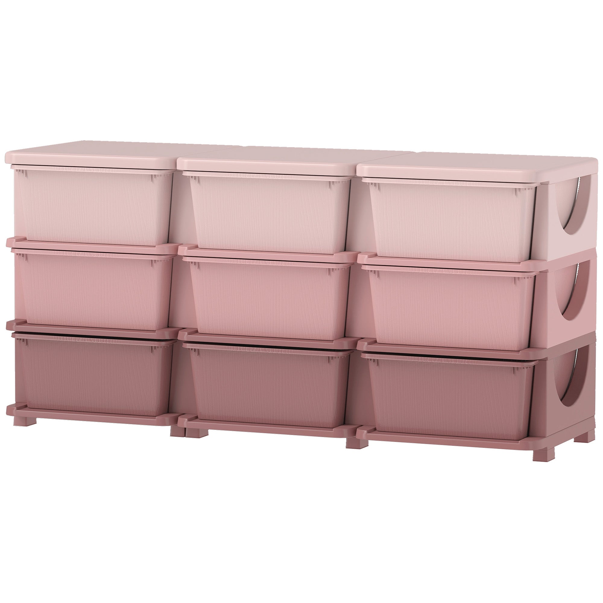29.5" 3 Tier Kids Storage Unit Dresser Tower w/ 9 Drawers, Pink
