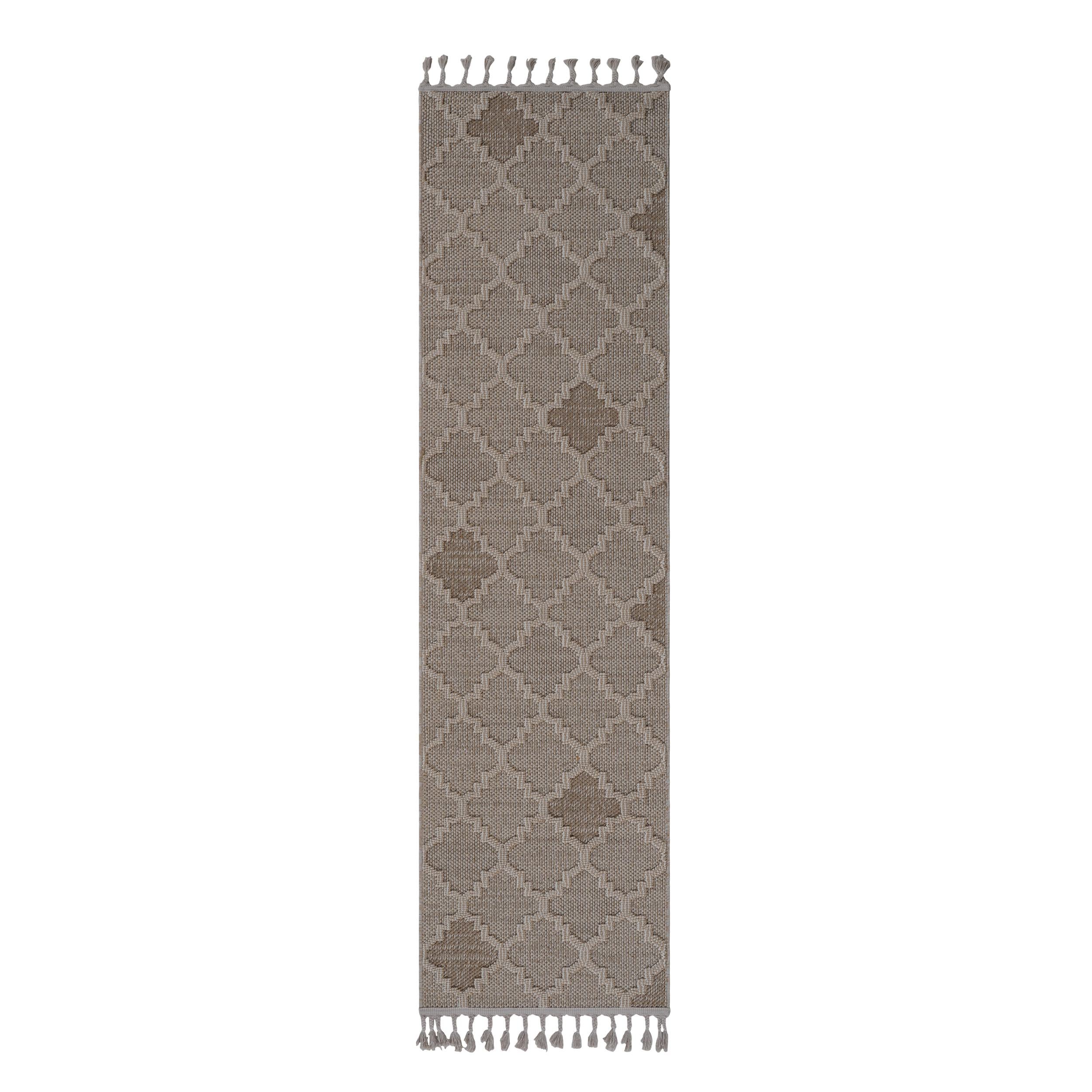 Naar 2x8 Indoor Outdoor Stain-Resistant Area Rug with Medium Pile Height, Kid and Pet-Friendly Carpet, 96" L x 26" W x 0.3" H, Cream