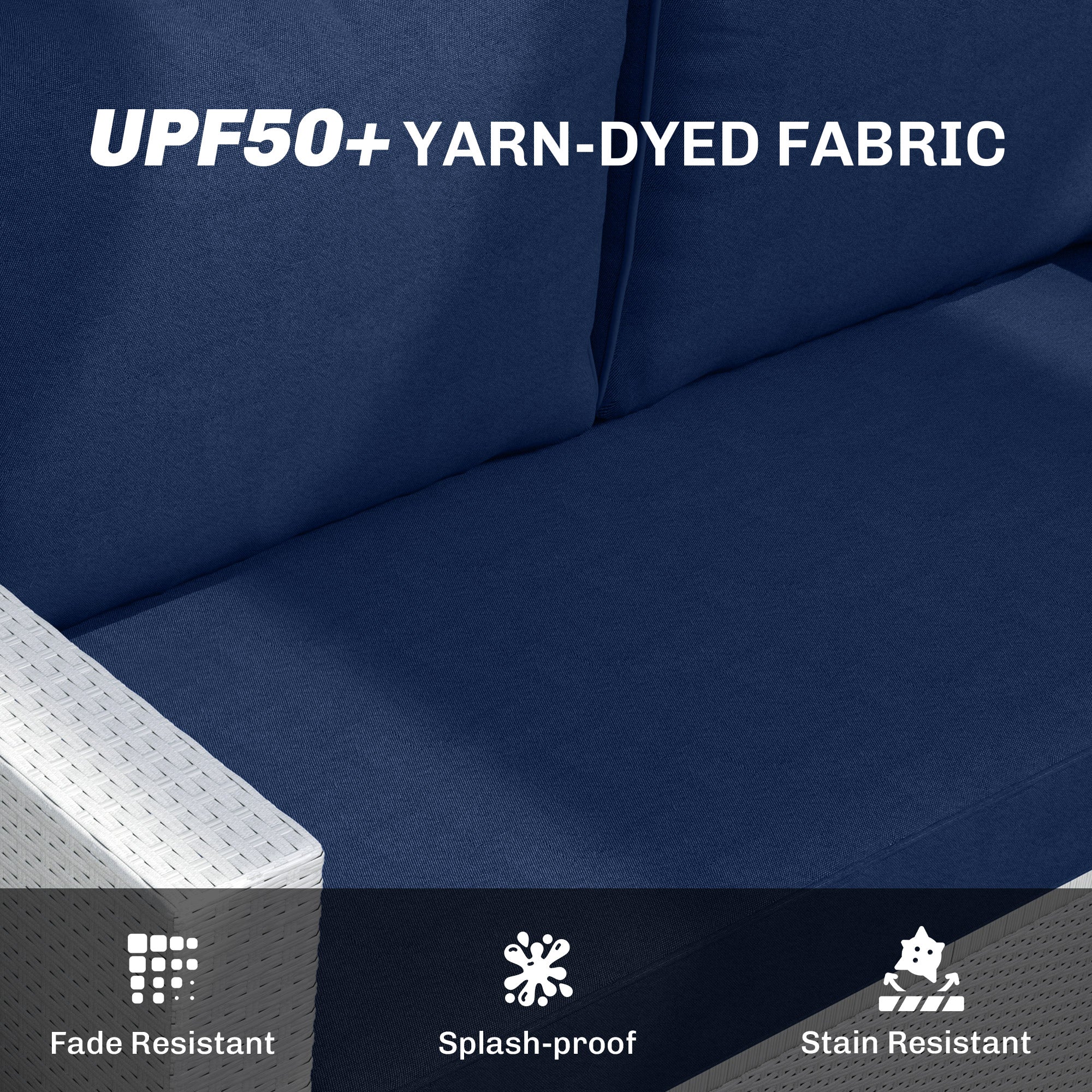 2 Seat Patio Furniture Cushions, 46x26x5 in, Thick Outdoor Loveseat Cushion Set with Removable Cover
