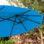 Double-sided Patio Umbrella, 9.5' Outdoor Umbrella with Push Button Tilt and Crank, 3 Air Vents and 12 Ribs, Cyan Blue