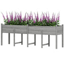 Wooden Raised Garden Bed, Large Elevated Planter Box with Legs, Bed Liner and Drain Holes, 7.4' x 1.8' x 2.6', Gray