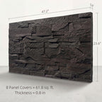 8-Pack 3D Faux Stone Wall Panels, Lightweight Polyurethane Panels for Interior and Exterior Accent Walls, Black