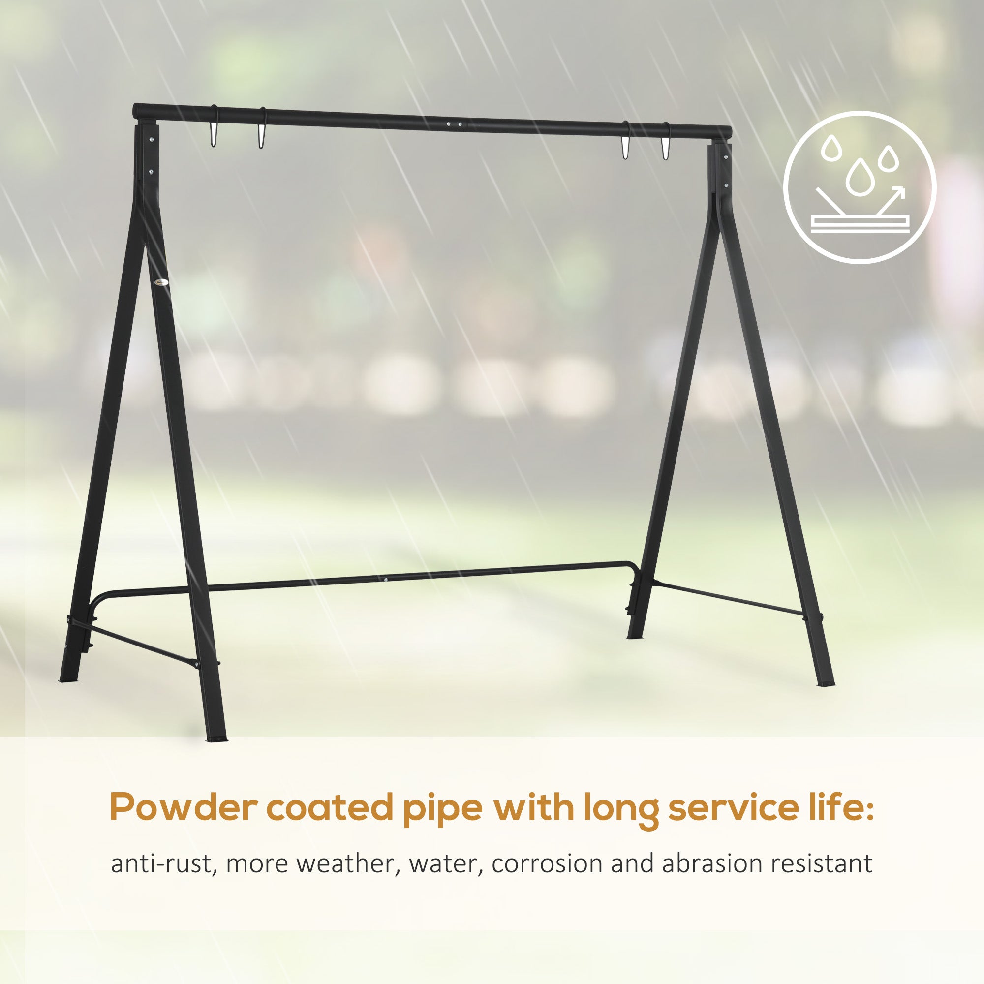 Metal Porch Swing Stand, Heavy Duty Swing Frame, Hanging Chair Stand Only, 528 LBS Weight Capacity, for Backyard, Patio, Lawn, Playground, Black