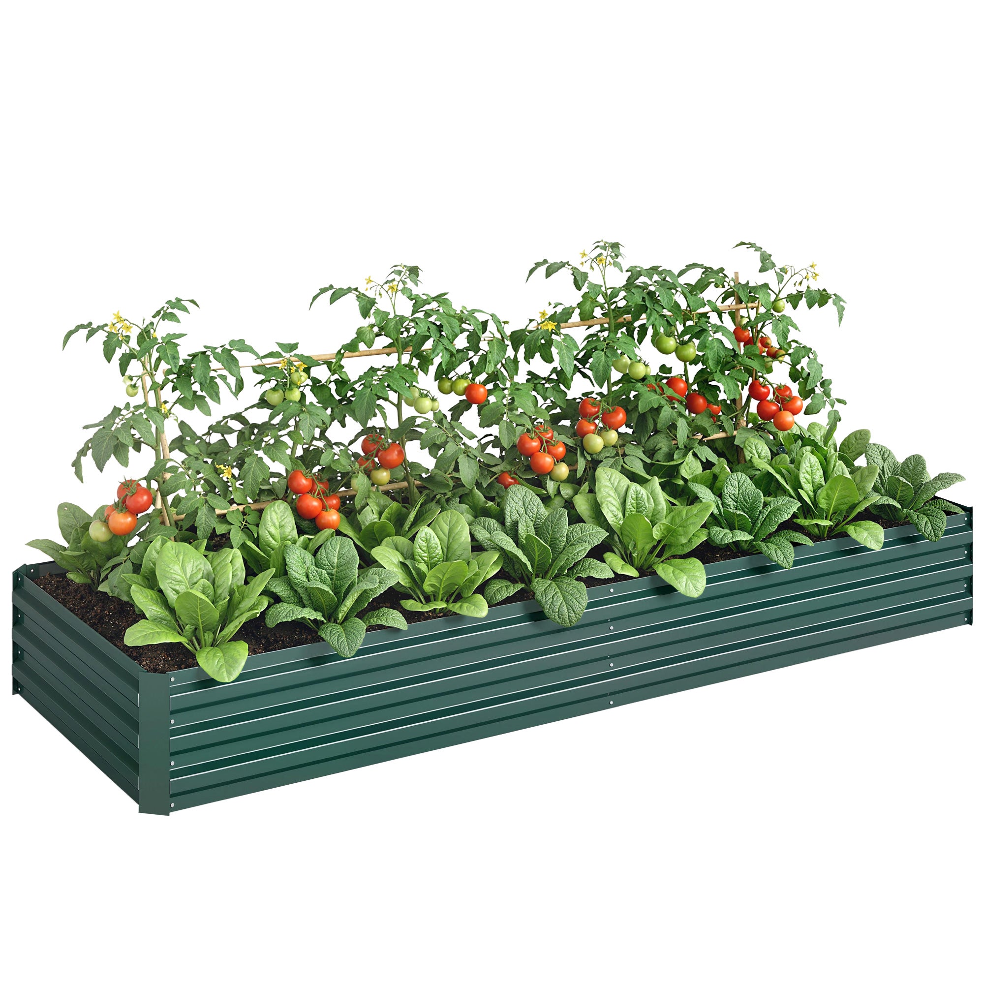 95" x 36" x 12" Galvanized Raised Garden Bed, Easy DIY and Cleaning for Growing Flowers, Herbs, Succulents, Green