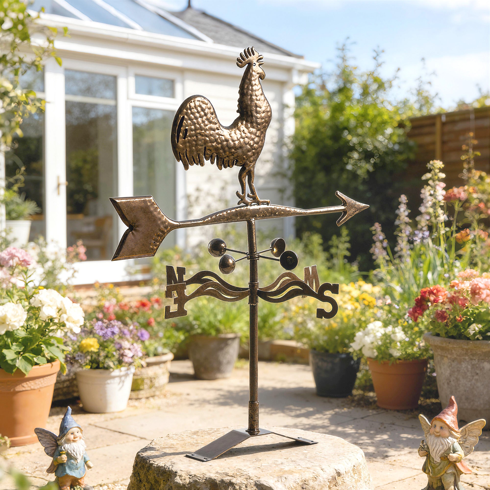 Metal Rooster Weathervane, Roof Mount Wind Direction Indicator, Outdoor Weather Vanes