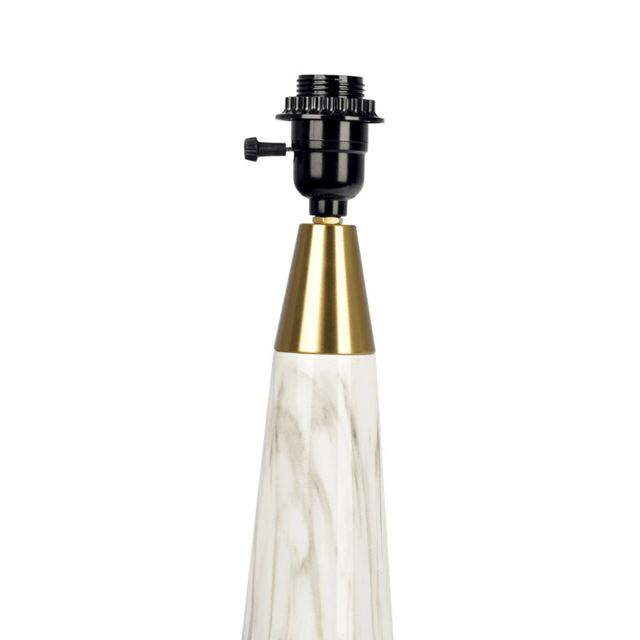Table Lamp with On/Off Switch, Faux Marble Base, Fabric Shade, Perfect for Living Room, Bedroom, Office, 14" L x 14" W x 25" H, Gold+White