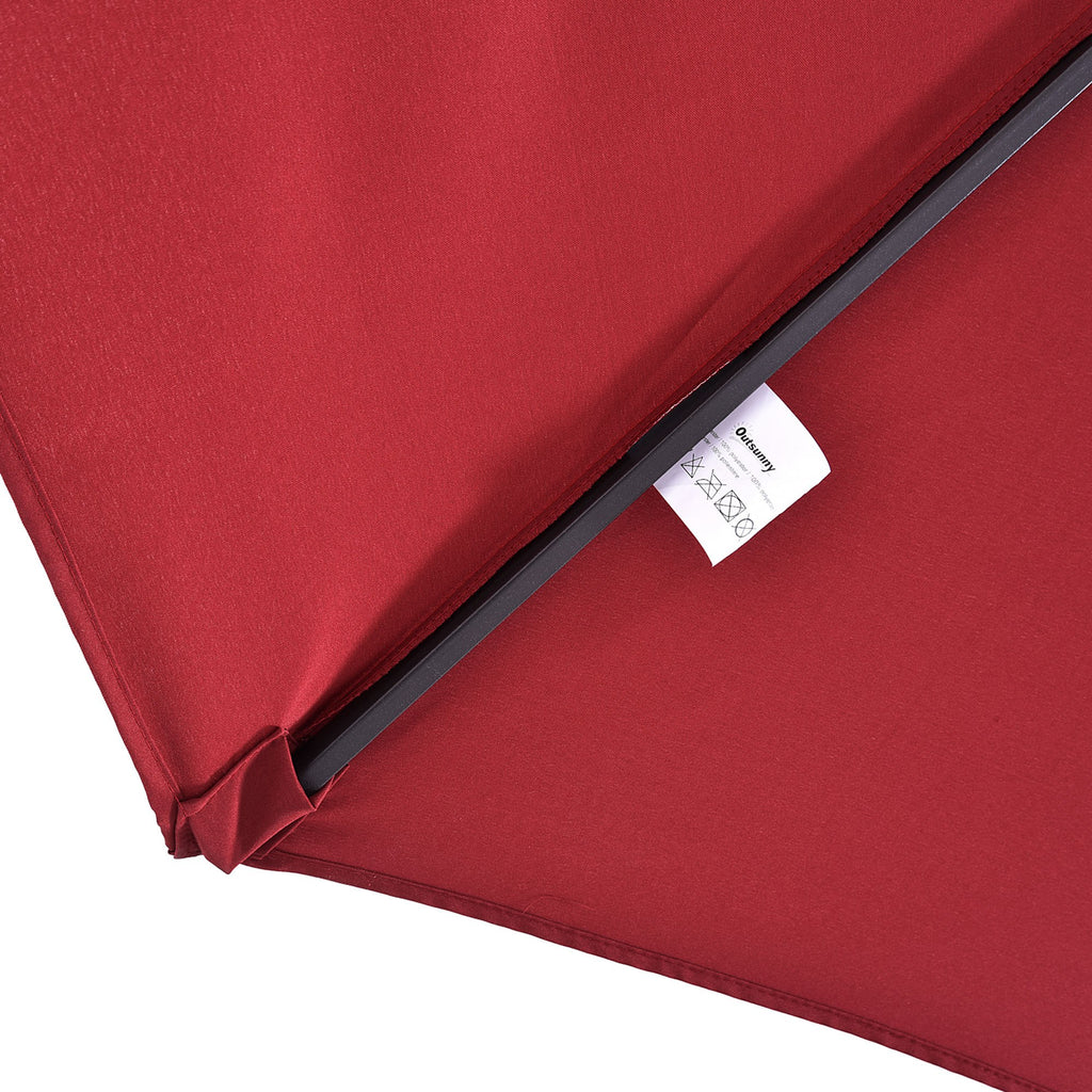 Extra Large 15 ft Patio Umbrella, Double-Sided Wide Outdoor Umbrella with Crank Handle and Air Vents for Backyard, Deck, Pool, Market, Wine Red