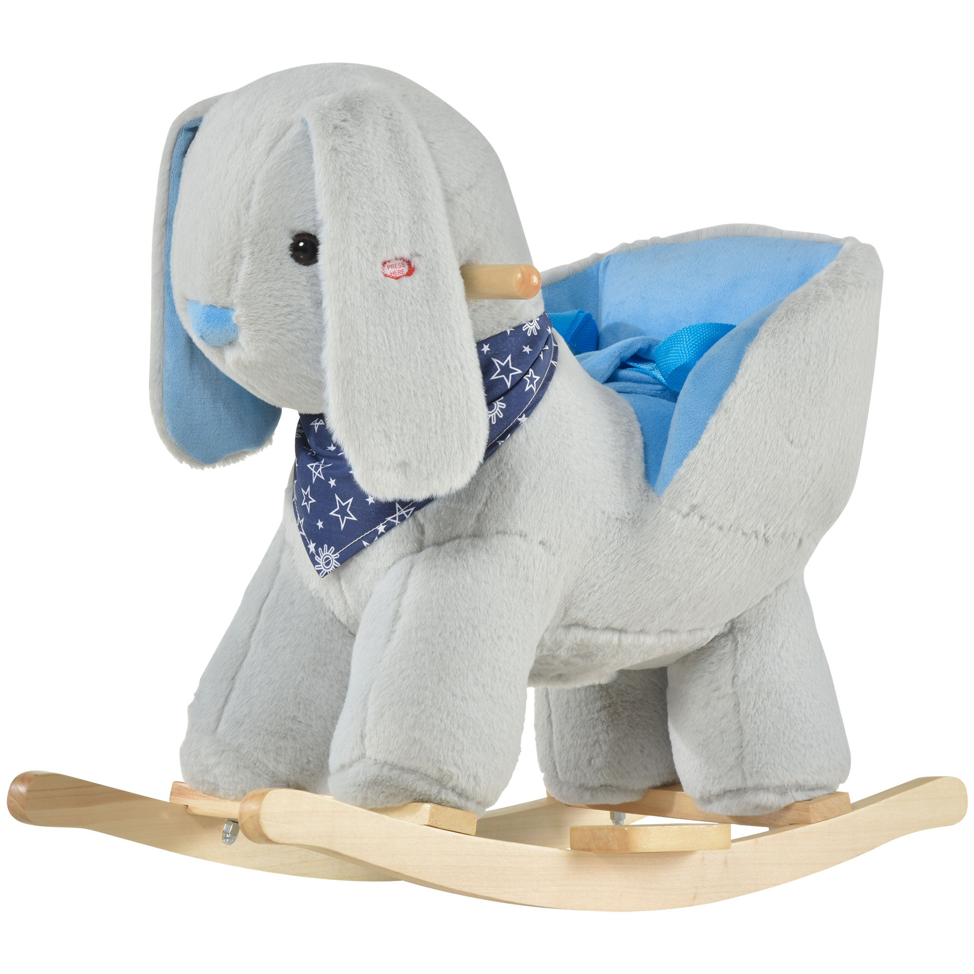 Kids Ride-On Rocking Horse Toy Bunny Rocker with Fun Play Music & Soft Plush Fabric for Children 18-36 Months