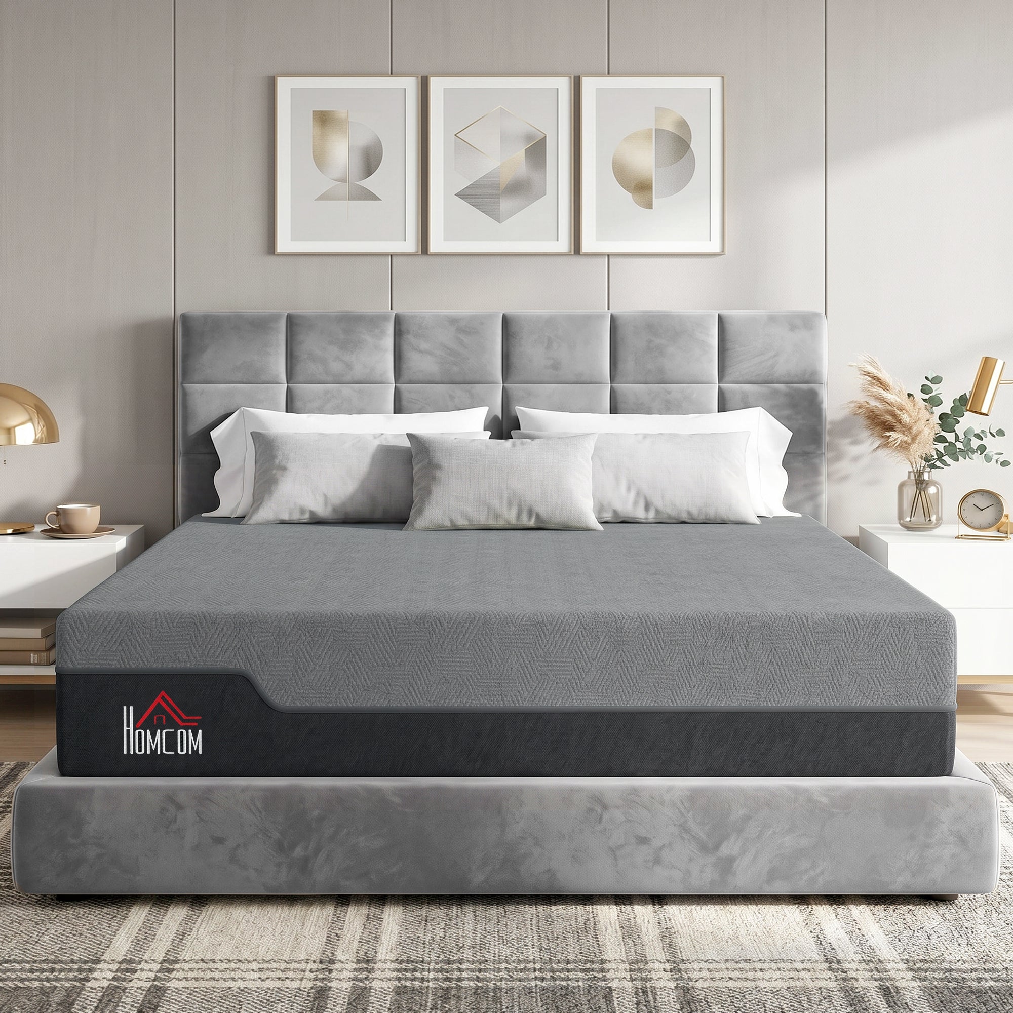 King Mattress, 14 Inch Memory Foam Mattress for Pressure Relief, Graphene Gel Cooling Copper Bed in a Box, Made in USA