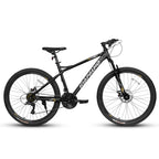 26" Mountain Bike with 21-Speed High-Carbon Steel Frame, Dual Disc Brakes, Adjustable Seatpost, 67" L x 26.5" W x 38.5" H, Black+Gray