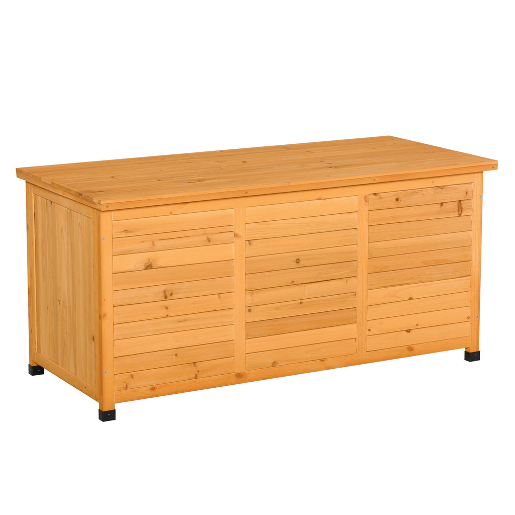 75 Gallon Wooden Deck Box, Outdoor Storage Container with Aerating Gap & Weather-Fighting Finish, Yellow