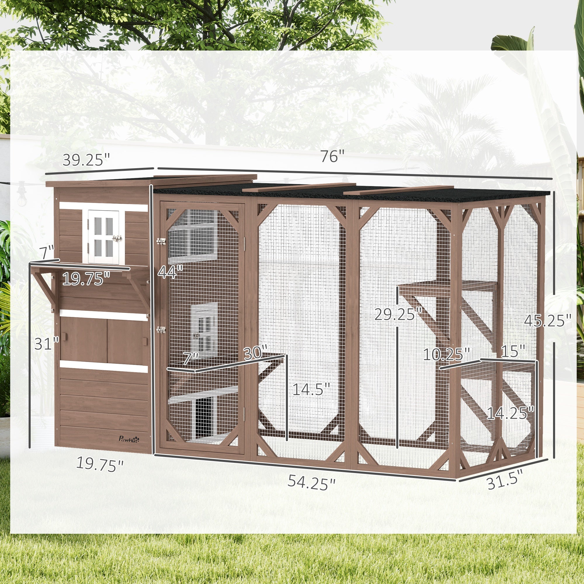 Large Outdoor Cat House for 3 Kitties, Multi-Level Design with Big Hiding Areas 2 Stories & Multiple Platforms Cat Condo