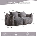 Bean Bag Sofa with High-Density Foam and Faux Fur Fabric, Compressed Sofa Oversized Fluffy Loveseat for Adults, 75" L x 42.5" W x 28.5" H, Grey