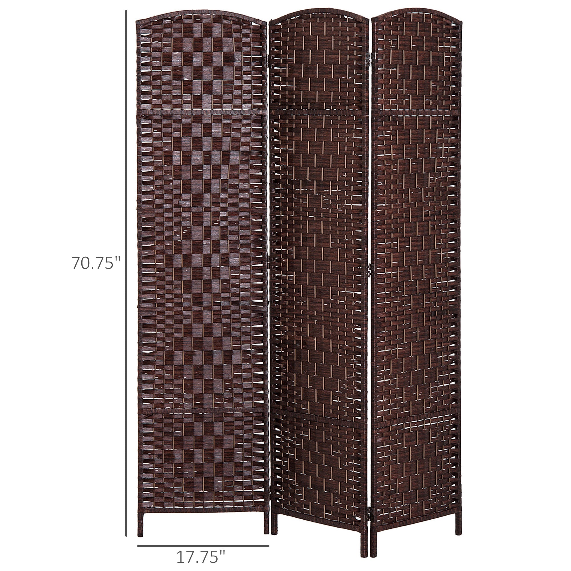 Room Divider 3 Panel, 6FT Tall Folding Privacy Screen, Freestanding Hand-Woven Partition for Room Separation with 360° Hinges, Paper Rope Diamond Weave, Brown