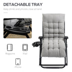 Padded Zero Gravity Chair, Folding Recliner Chair with Cup Holder Cushion, Gray