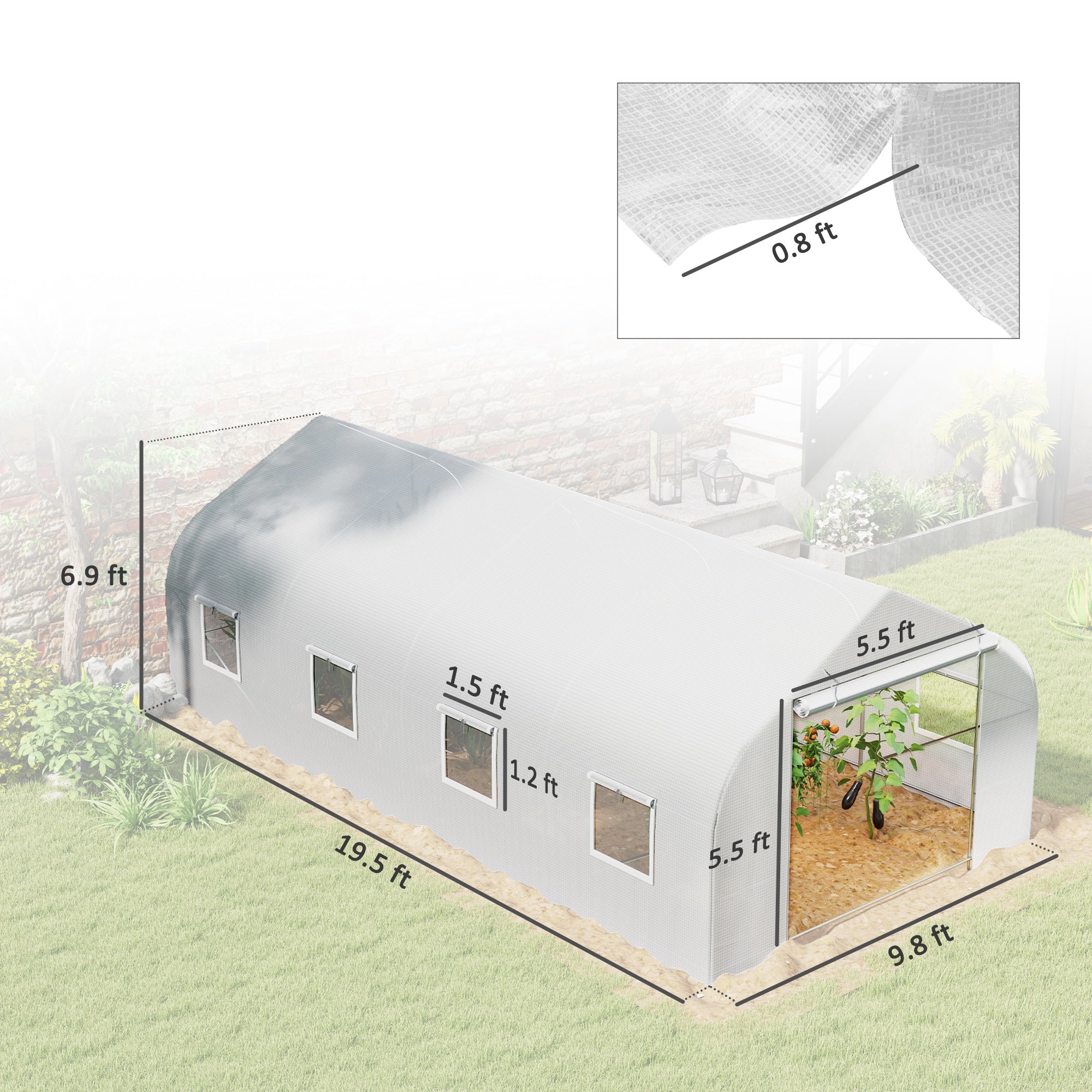 Walk In Tunnel Greenhouse, Portable Outdoor Plant House with Roll Up Doors