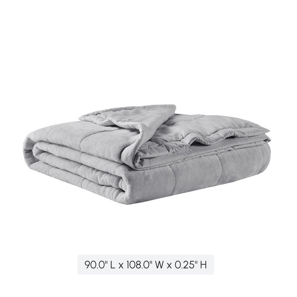 Reversible Down Alternative Blanket with Plush to Microfiber, Temperature Control, Machine Washable, 108" L x 90" W x 0.25" H, Gray
