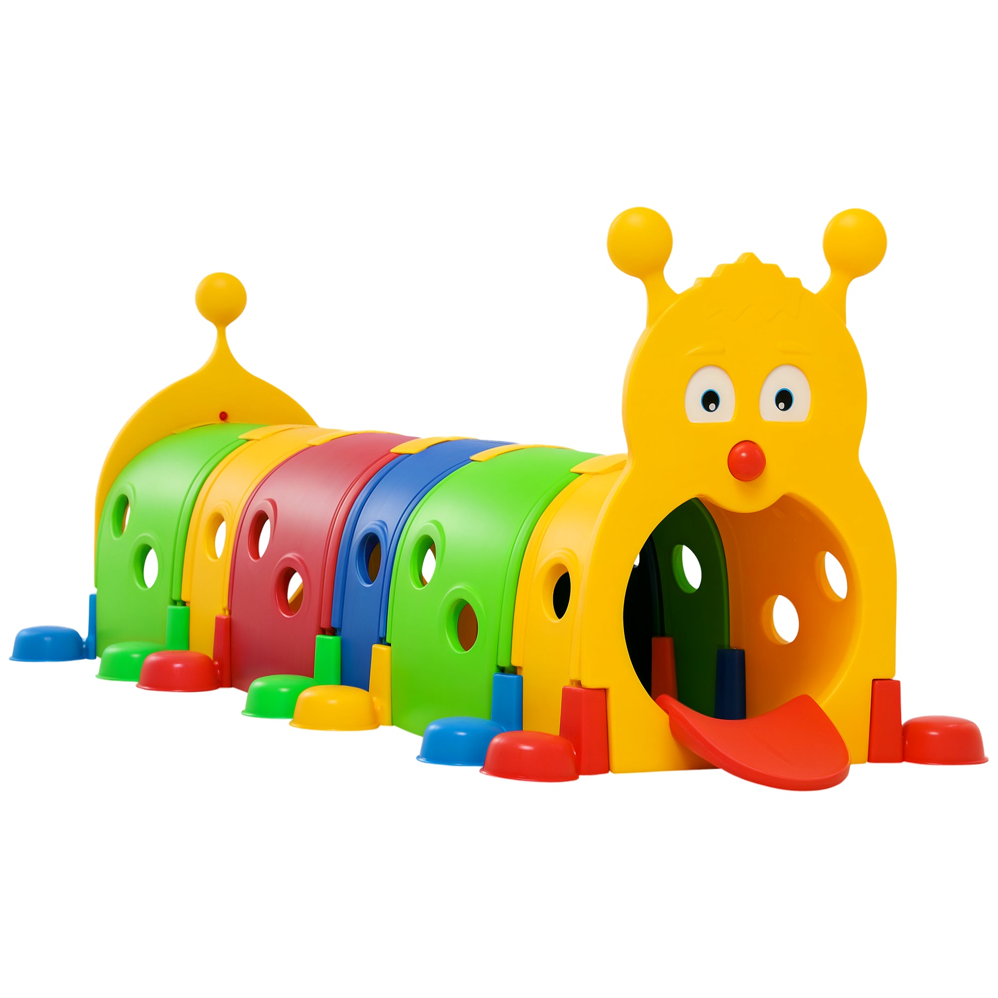 Caterpillar Play Tunnel, Toddler Tunnel for Kids Crawl and Climb Through, Kids' Play Structure Indoor Outdoor, 6 Sections, Multicolored