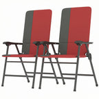 Folding Patio Chairs Set of 2, Padded High Back Lawn Camping Chairs with Armrests, 600D Oxford Fabric, Red