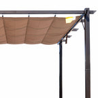 10' x 10' Outdoor Pergola Aluminum Gazebo w/ Retractable Canopy for Patio, Backyard, Party, Brown