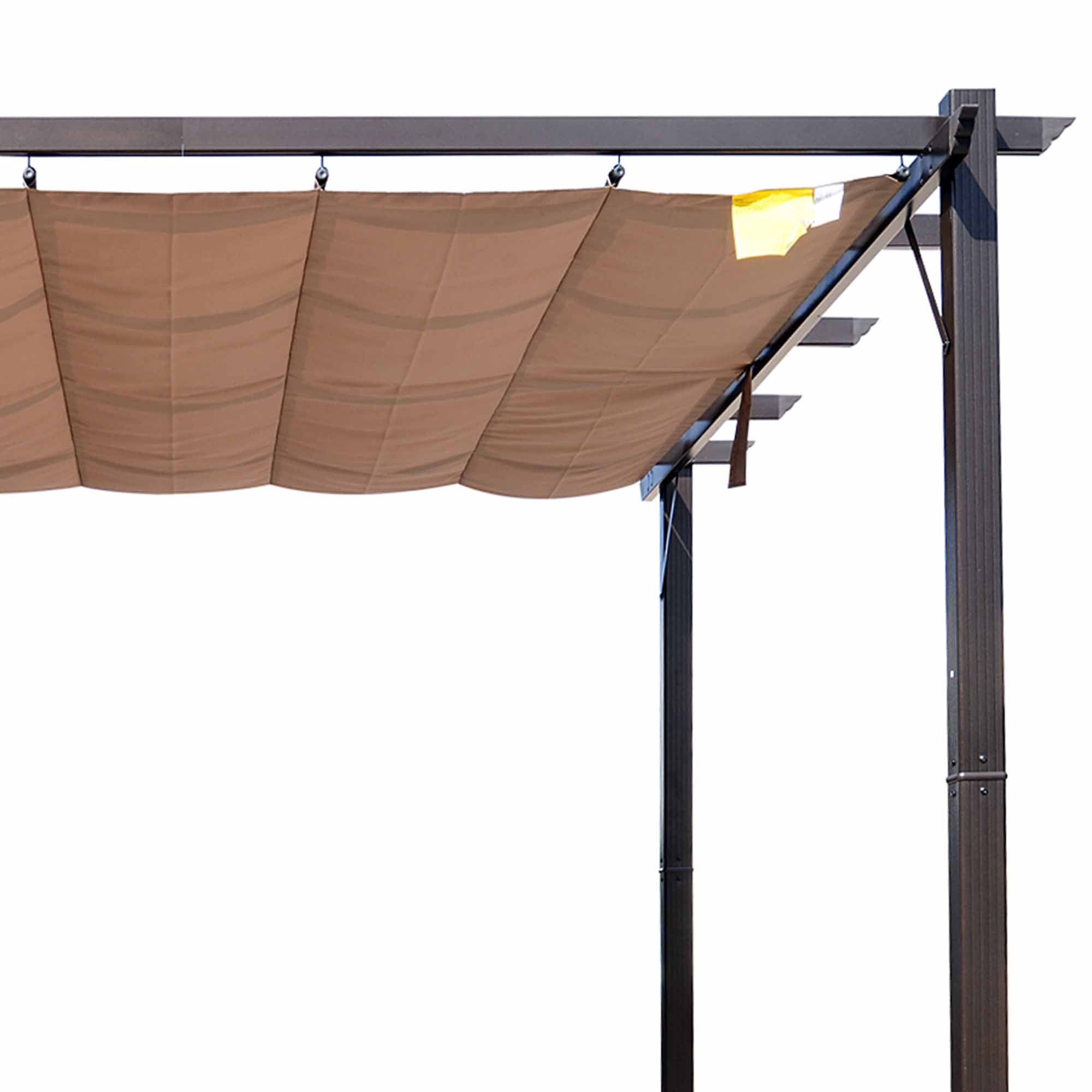 10' x 10' Outdoor Pergola Aluminum Gazebo w/ Retractable Canopy for Patio, Backyard, Party, Brown