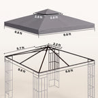 Gazebo Replacement Canopy for Model 01 -0153, 2-Tier Top Cover for 9.8' x 9.8' Gazebo, Charcoal (TOP ONLY)