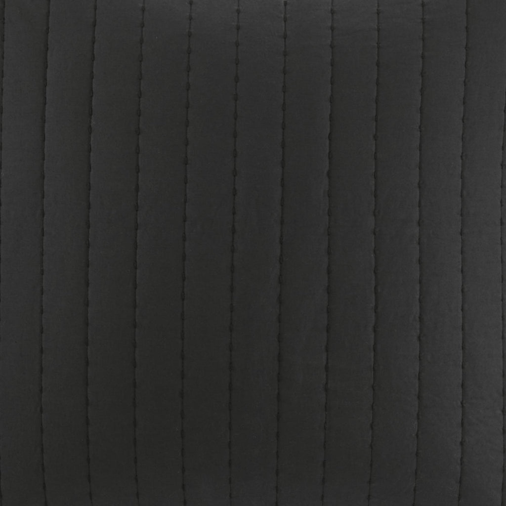 100% Cotton Quilted Euro Sham with Embroidery, Hidden Zipper, Farmhouse Machine Washable Pillowcase, 26" L x 26" W x 0.25" H, Black