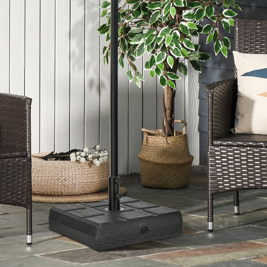 Umbrella Stand for 1.5", or 1.9" Umbrella Poles, Fillable Umbrella Base, Black