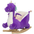 Baby Rocking Horse, Kids Ride On Dragon Toy with Realistic Dragon Roar and Safety Belt for Kids 18–36 Months, Purple