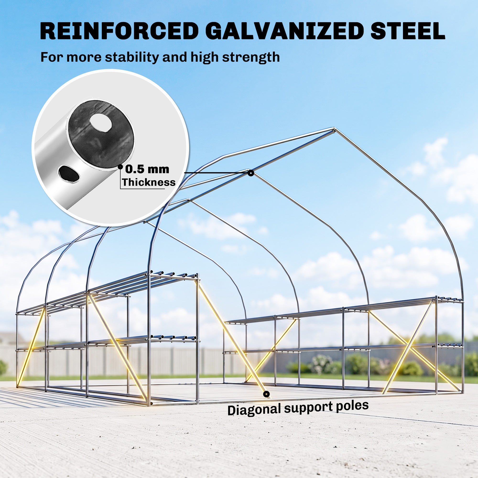 10'x11'x6' Walk-in Tunnel Greenhouse with Shelves, Mesh Door and Windows, Plant Hot House with PE Cover, Green