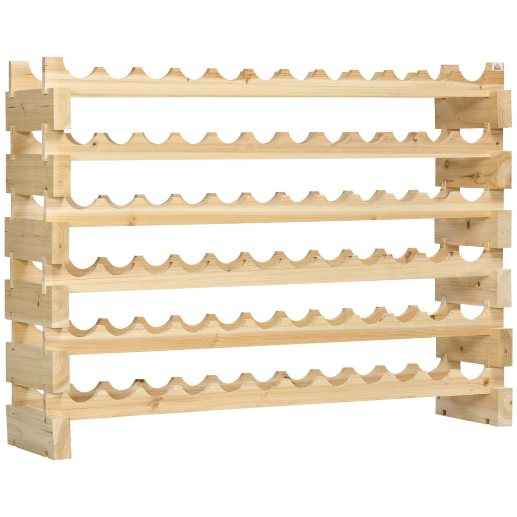 Stackable Wine Rack, Modular Storage Shelves, 72-Bottle Holder, Freestanding Display Rack for Kitchen, Pantry, Cellar, Natural