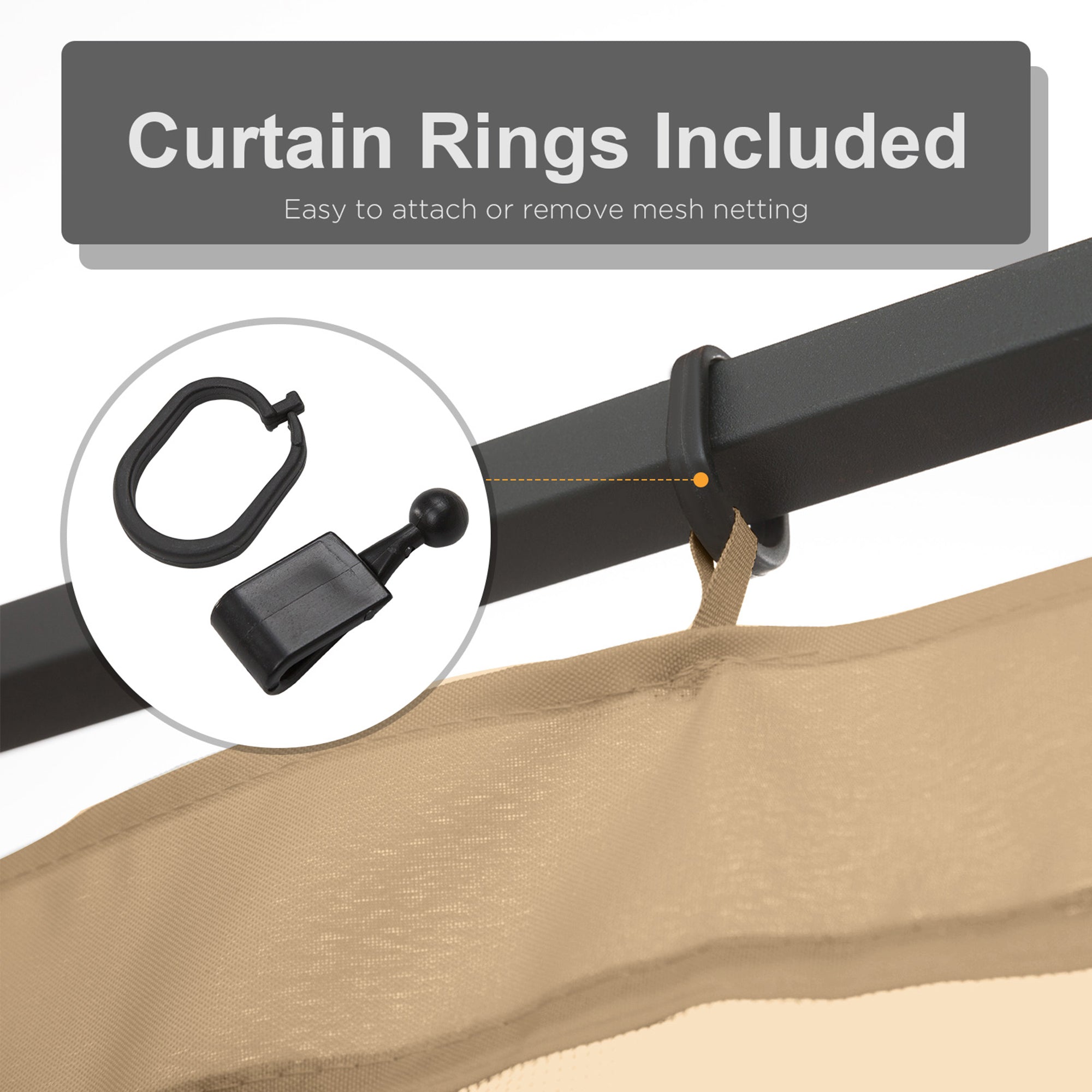 Replacement Mesh Sidewall Netting for 10' x 10' Gazebos and Canopy Tents with Zippers, (Sidewall Only) Beige