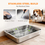 Dog Potty Tray Stainless Steel for Small and Medium Dogs, Dog Training Tray for Porch, Bathroom, Balcony, 28" x 20" x 4"