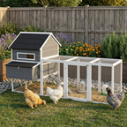 137" Wooden Chicken Coop for 4-6 Chickens, Backyard, Dark Gray