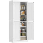72" Kitchen Cabinet, Pantry Storage Cabinet with Doors and Shelves, Freestanding Food Pantry Cabinet, White Wood Grain