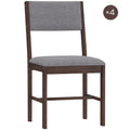 Modern Dining Chairs Set of 4, Linen Fabric Kitchen Chairs with Rubberwood Legs for Dining Room, Living Room, Gray