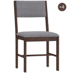 Modern Dining Chairs Set of 4, Linen Fabric Kitchen Chairs with Rubberwood Legs for Dining Room, Living Room, Gray