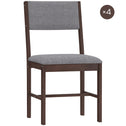 Modern Dining Chairs Set of 4, Linen Fabric Kitchen Chairs with Rubberwood Legs for Dining Room, Living Room, Gray