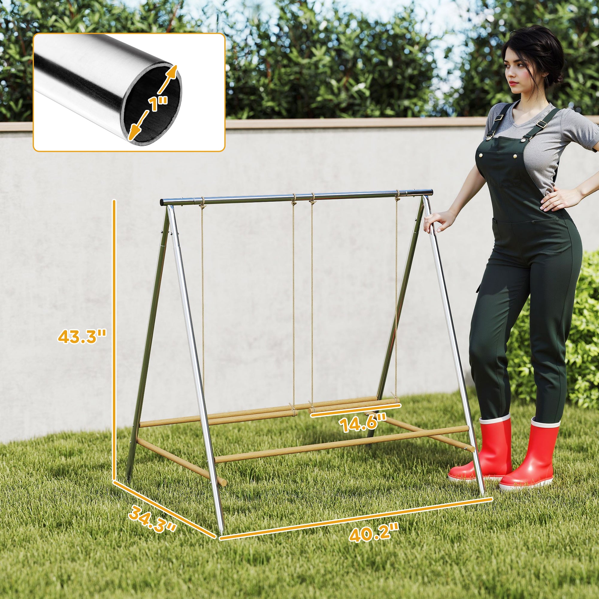 Chicken Perch for Coop, Chicken Roosting Bars with 2 Swings, Coop Accessories for Farm, Backyard, Silver