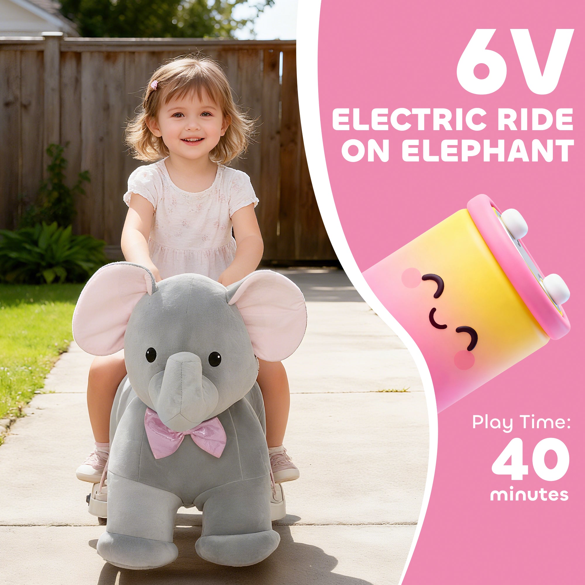 6V Ride on Horse with Music, Forward, Soft Touch, Foot Pedal, for Boys Girls 1.5-5 Years Old