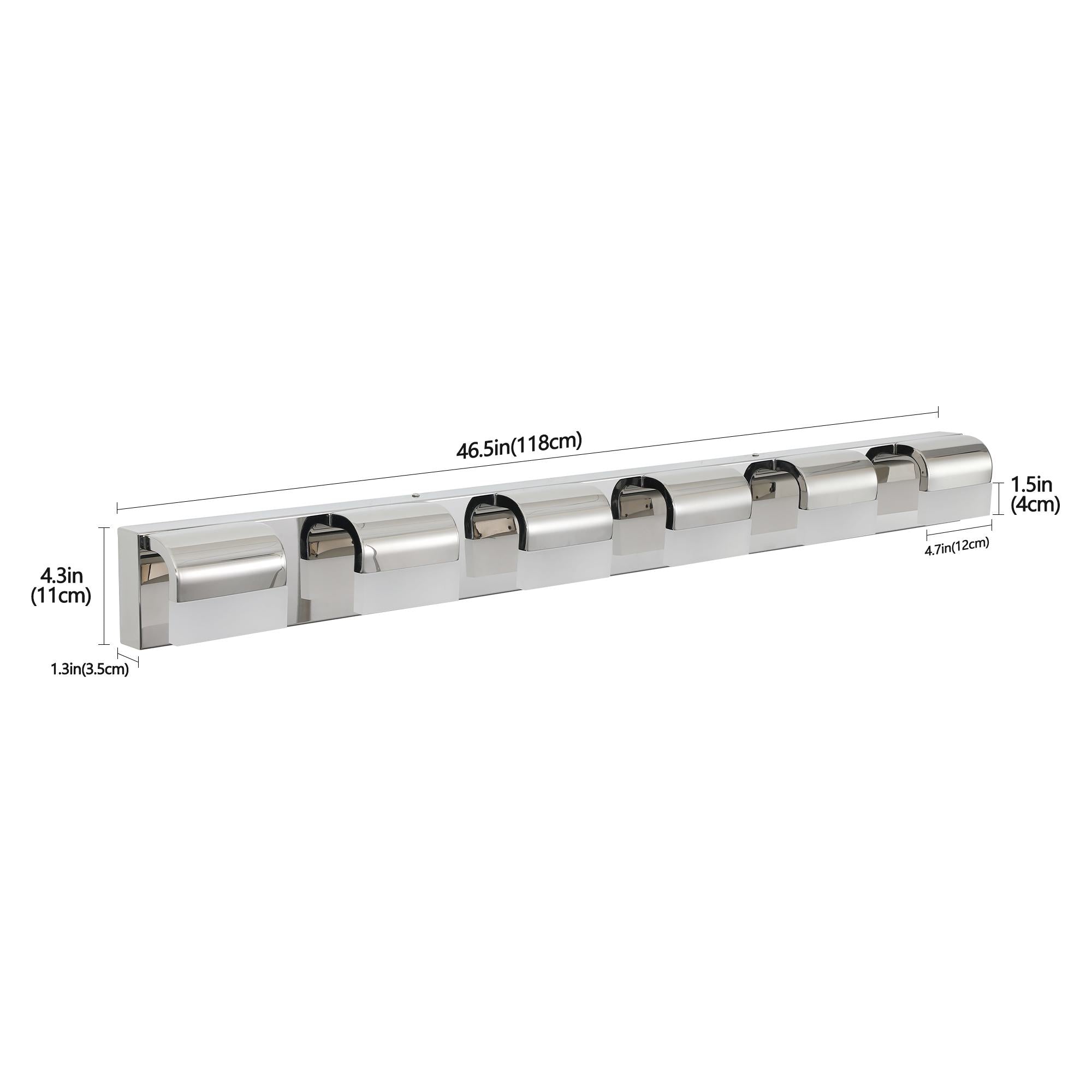 Modern Bathroom Vanity Lighting with 6-Light LED, Mirror Bath Wall Fixture, Stainless Steel, 46.5" L x 3.5" W x 4.5" H, Chrome