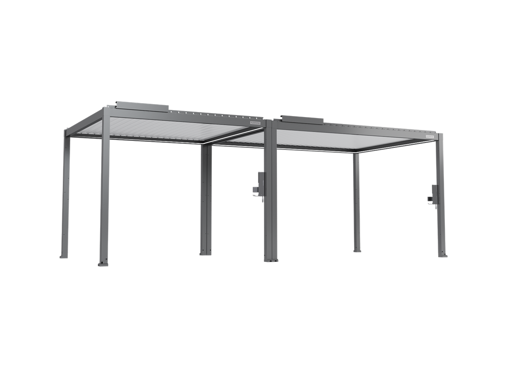 POWER+ Gen 2 Motorized Pergola, Motorized Louvered Aluminum Patio Cover - 10'L x 23'W, Gray with White Louvers