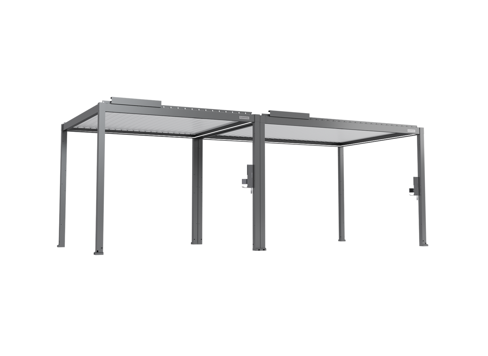 POWER+ Gen 2 Motorized Pergola, Motorized Louvered Aluminum Patio Cover - 10'L x 23'W, Gray with White Louvers