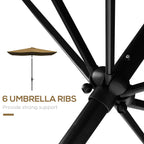 6.6' x 10' Rectangular Market Umbrella, Patio Outdoor Table Umbrella with Crank and Push Button Tilt, Coffee
