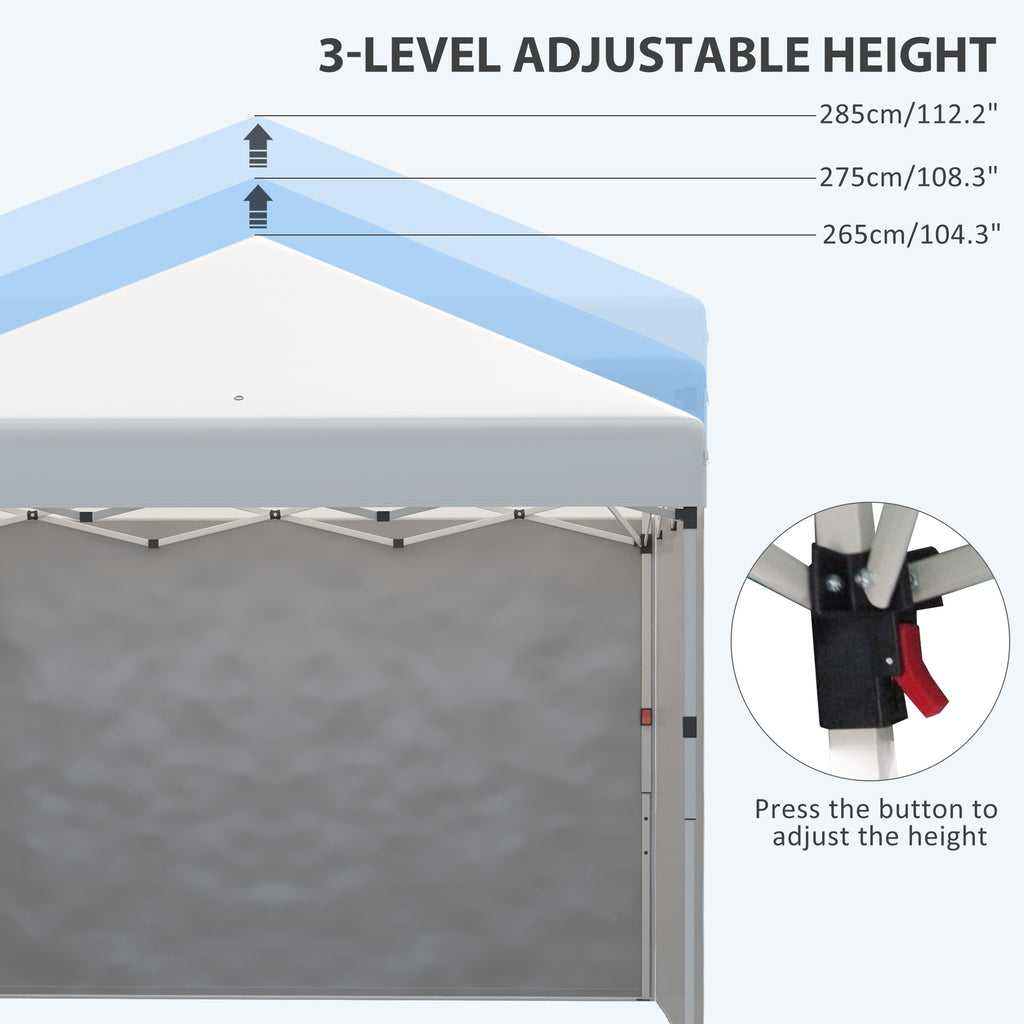 10' x 10' Pop Up Canopy Tent with 3 Sidewalls, Leg Weight Bags and Carry Bag, Height Adjustable, Instant Party Tent Event Shelter Gazebo for Garden, Patio, Cream