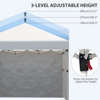 10' x 10' Pop Up Canopy Tent with 3 Sidewalls, Leg Weight Bags and Carry Bag, Height Adjustable, Instant Party Tent Event Shelter Gazebo for Garden, Patio, Cream