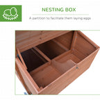 96.5" Chicken Coop Wooden Hen House Poultry Cage Pen Portable with Wheels and Nesting Box, Chicken Cage for Backyard Outdoor, Natural