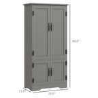 Accent Floor Storage Cabinet Kitchen Pantry with Adjustable Shelves and 2 Lower Doors, Gray